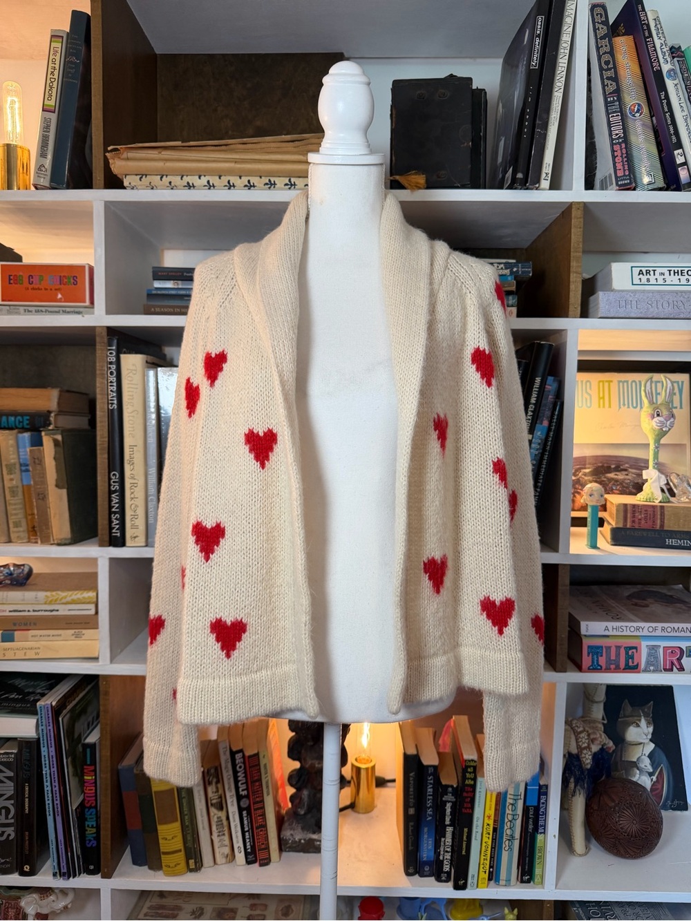 The Great Women's Lodge Cardigan with Red Heart Pattern